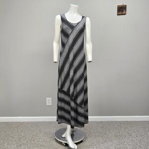 Chalet et Ceci Midi Dress Small Stripe‎ Bamboo Blend Lagenlook Minimalist Artsy